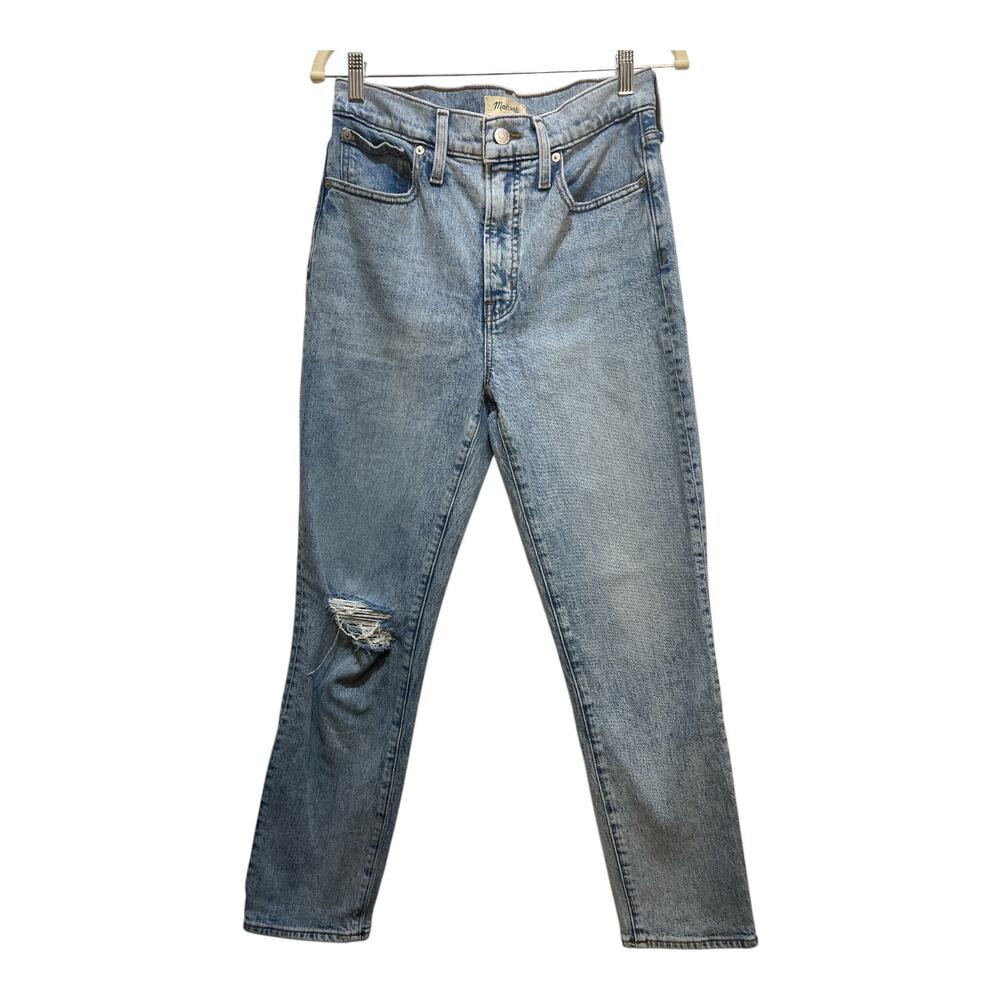 Madewell Perfect Vintage Crop Jeans Women’s 27 High Rise Light Wash Distressed - Picture 2 of 9